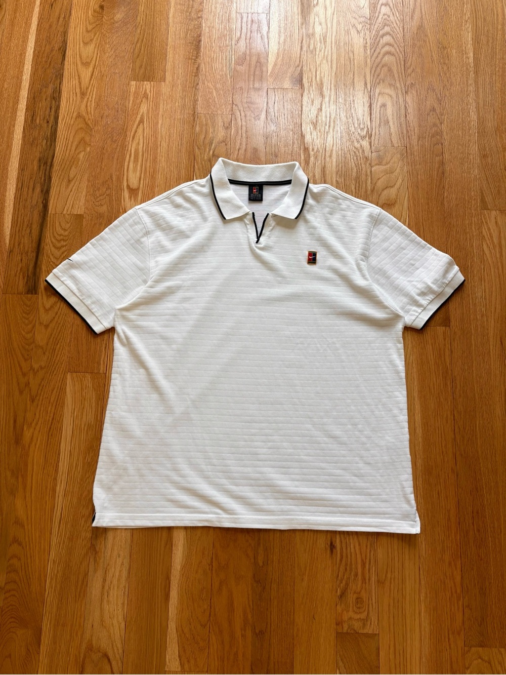 Nike Challenge Court Vintage 90s Golf Preppy Tennis White Pique Polo Shirt XL